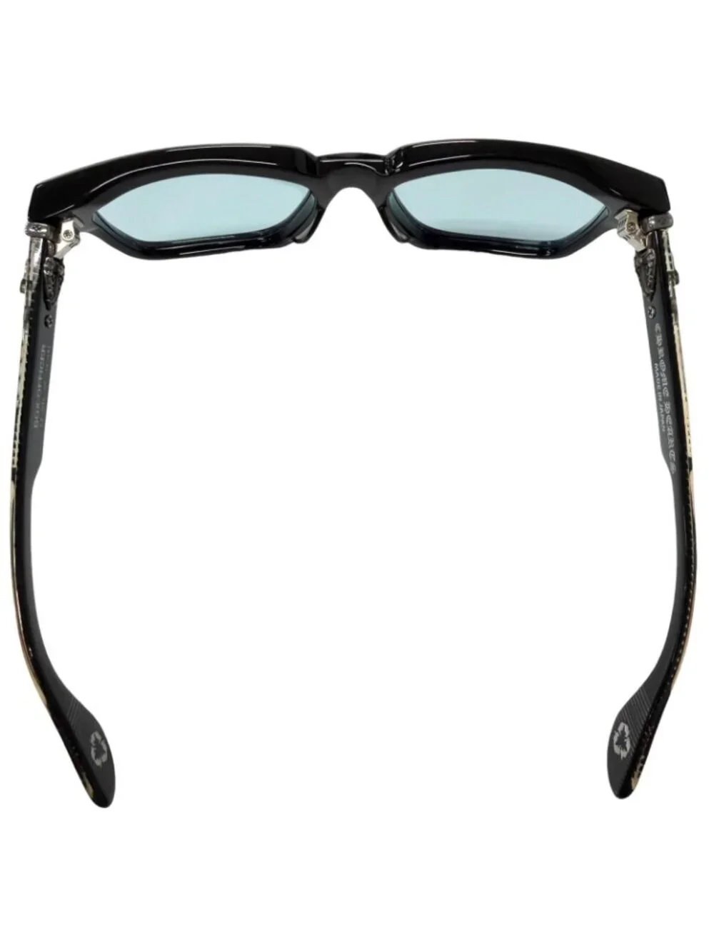 Chrome Hearts Box Officer Lame Dagga Sunglasses Black Blue Lens 56 Eyewear